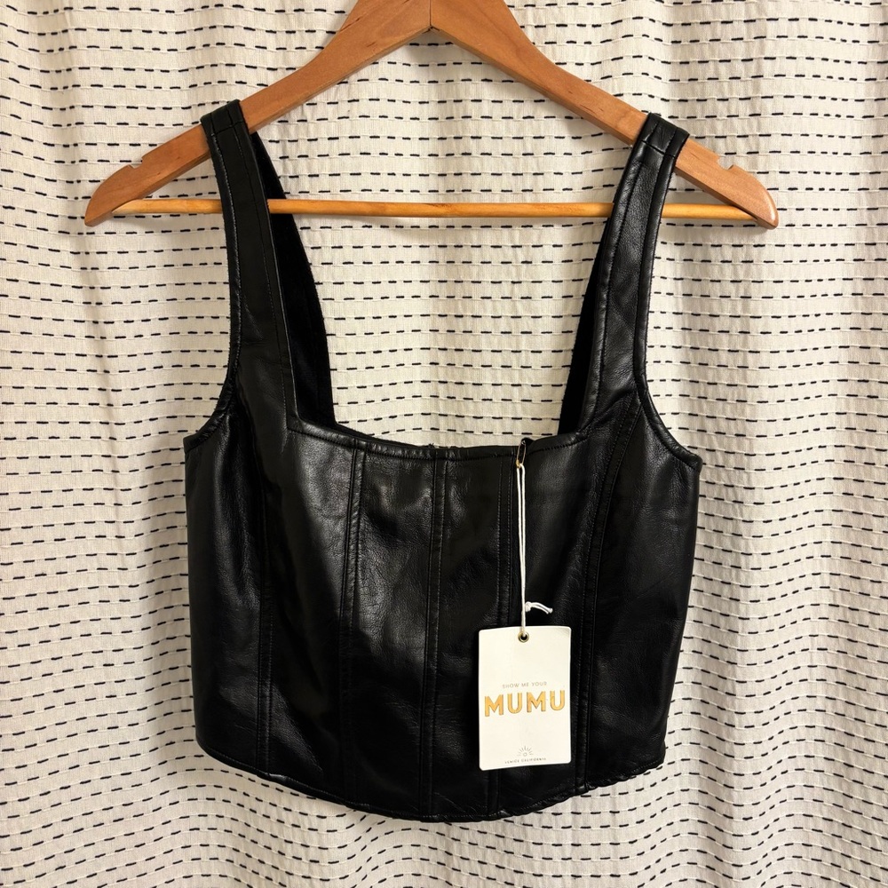 Show Me Your Mumu Black Faux Leather Women's Corset Top